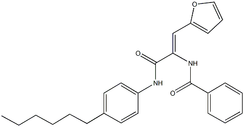 N-{2-(2-furyl)-1-[(4-hexylanilino)carbonyl]vinyl}benzamide Struktur