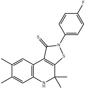 2-(4-fluorophenyl)-4,4,7,8-tetramethyl-4,5-dihydroisothiazolo[5,4-c]quinoline-1(2H)-thione Struktur