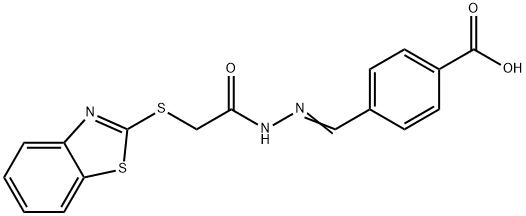 4-{2-[(1,3-benzothiazol-2-ylsulfanyl)acetyl]carbohydrazonoyl}benzoic acid Struktur