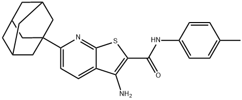 6-(1-adamantyl)-3-amino-N-(4-methylphenyl)thieno[2,3-b]pyridine-2-carboxamide Struktur