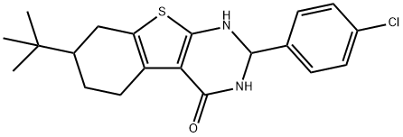 7-tert-butyl-2-(4-chlorophenyl)-2,3,5,6,7,8-hexahydro[1]benzothieno[2,3-d]pyrimidin-4(1H)-one Struktur