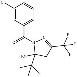 5-tert-butyl-1-(3-chlorobenzoyl)-3-(trifluoromethyl)-4,5-dihydro-1H-pyrazol-5-ol Struktur