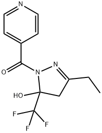 3-ethyl-1-isonicotinoyl-5-(trifluoromethyl)-4,5-dihydro-1H-pyrazol-5-ol Struktur