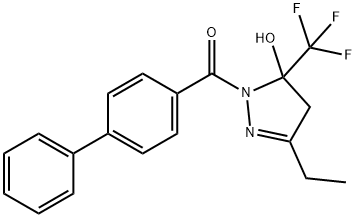 1-([1,1'-biphenyl]-4-ylcarbonyl)-3-ethyl-5-(trifluoromethyl)-4,5-dihydro-1H-pyrazol-5-ol Struktur