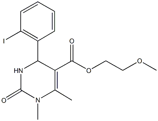 2-methoxyethyl 4-(2-iodophenyl)-1,6-dimethyl-2-oxo-1,2,3,4-tetrahydro-5-pyrimidinecarboxylate Struktur