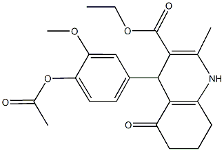 ethyl 4-[4-(acetyloxy)-3-methoxyphenyl]-2-methyl-5-oxo-1,4,5,6,7,8-hexahydro-3-quinolinecarboxylate Struktur