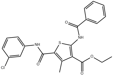 ethyl 2-(benzoylamino)-5-[(3-chloroanilino)carbonyl]-4-methylthiophene-3-carboxylate Struktur