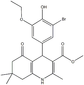 methyl 4-(3-bromo-5-ethoxy-4-hydroxyphenyl)-2,7,7-trimethyl-5-oxo-1,4,5,6,7,8-hexahydro-3-quinolinecarboxylate Struktur