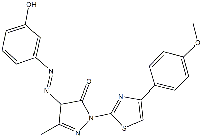 4-[(3-hydroxyphenyl)diazenyl]-2-[4-(4-methoxyphenyl)-1,3-thiazol-2-yl]-5-methyl-2,4-dihydro-3H-pyrazol-3-one Struktur