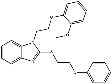 1-[2-(2-methoxyphenoxy)ethyl]-2-[(2-phenoxyethyl)sulfanyl]-1H-benzimidazole Struktur