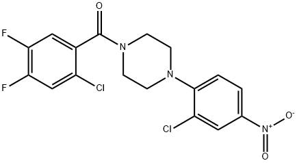 1-(2-chloro-4,5-difluorobenzoyl)-4-{2-chloro-4-nitrophenyl}piperazine Struktur