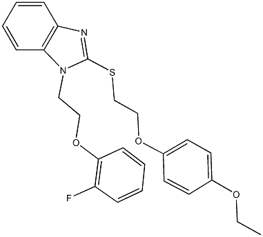 2-{[2-(4-ethoxyphenoxy)ethyl]sulfanyl}-1-[2-(2-fluorophenoxy)ethyl]-1H-benzimidazole Struktur