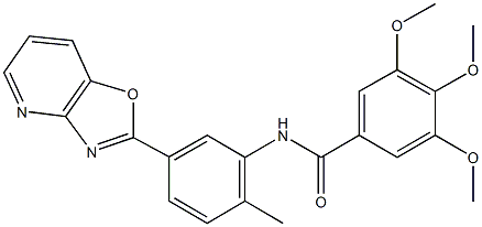 3,4,5-trimethoxy-N-(2-methyl-5-[1,3]oxazolo[4,5-b]pyridin-2-ylphenyl)benzamide Struktur