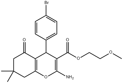 2-methoxyethyl 2-amino-4-(4-bromophenyl)-7,7-dimethyl-5-oxo-5,6,7,8-tetrahydro-4H-chromene-3-carboxylate Struktur