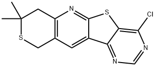 4-chloro-8,8-dimethyl-7,10-dihydro-8H-thiopyrano[3'',4'':5',6']pyrido[3',2':4,5]thieno[3,2-d]pyrimidine Struktur