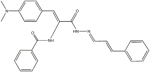 N-(2-[4-(dimethylamino)phenyl]-1-{[2-(3-phenyl-2-propenylidene)hydrazino]carbonyl}vinyl)benzamide Struktur