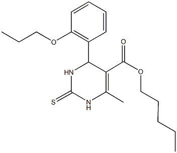 pentyl 6-methyl-4-[2-(propyloxy)phenyl]-2-thioxo-1,2,3,4-tetrahydropyrimidine-5-carboxylate Struktur