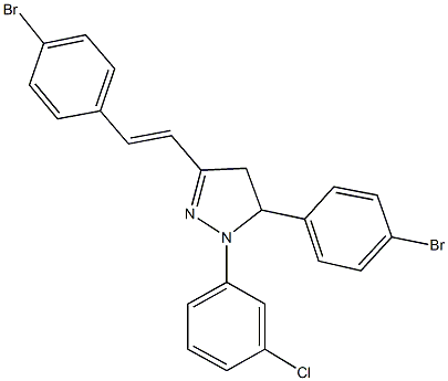 5-(4-bromophenyl)-3-[2-(4-bromophenyl)vinyl]-1-(3-chlorophenyl)-4,5-dihydro-1H-pyrazole Struktur