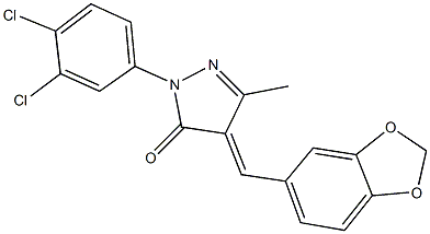 4-(1,3-benzodioxol-5-ylmethylene)-2-(3,4-dichlorophenyl)-5-methyl-2,4-dihydro-3H-pyrazol-3-one Struktur