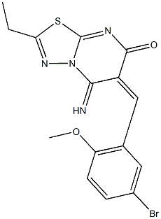 6-(5-bromo-2-methoxybenzylidene)-2-ethyl-5-imino-5,6-dihydro-7H-[1,3,4]thiadiazolo[3,2-a]pyrimidin-7-one Struktur