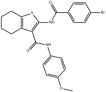 2-[(4-bromobenzoyl)amino]-N-(4-methoxyphenyl)-4,5,6,7-tetrahydro-1-benzothiophene-3-carboxamide Struktur