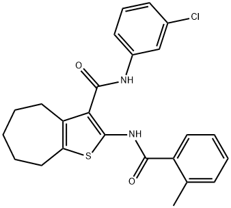 N-(3-chlorophenyl)-2-[(2-methylbenzoyl)amino]-5,6,7,8-tetrahydro-4H-cyclohepta[b]thiophene-3-carboxamide Struktur