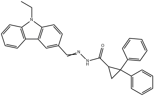 N'-[(9-ethyl-9H-carbazol-3-yl)methylene]-2,2-diphenylcyclopropanecarbohydrazide Struktur