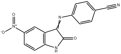 4-({5-nitro-2-oxo-1,2-dihydro-3H-indol-3-ylidene}amino)benzonitrile Struktur