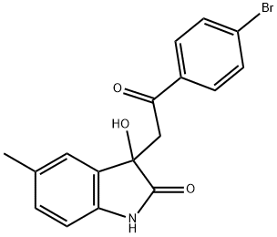 3-[2-(4-bromophenyl)-2-oxoethyl]-3-hydroxy-5-methyl-1,3-dihydro-2H-indol-2-one Struktur