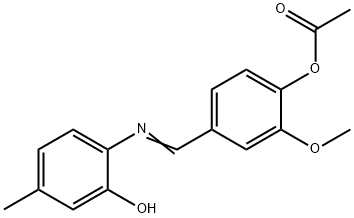 4-{[(2-hydroxy-4-methylphenyl)imino]methyl}-2-methoxyphenyl acetate Struktur