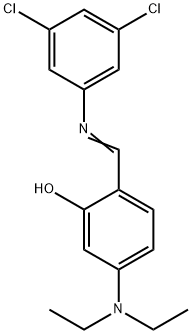 2-{[(3,5-dichlorophenyl)imino]methyl}-5-(diethylamino)phenol Struktur