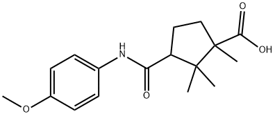 3-[(4-methoxyanilino)carbonyl]-1,2,2-trimethylcyclopentanecarboxylic acid Struktur