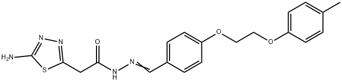 2-(5-amino-1,3,4-thiadiazol-2-yl)-N'-{4-[2-(4-methylphenoxy)ethoxy]benzylidene}acetohydrazide Struktur