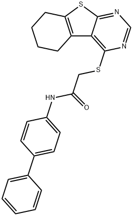 N-[1,1'-biphenyl]-4-yl-2-(5,6,7,8-tetrahydro[1]benzothieno[2,3-d]pyrimidin-4-ylsulfanyl)acetamide Struktur