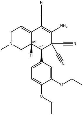 6-amino-8-(3,4-diethoxyphenyl)-2-methyl-2,3,8,8a-tetrahydro-5,7,7(1H)-isoquinolinetricarbonitrile Struktur