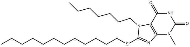 8-(dodecylsulfanyl)-7-heptyl-3-methyl-3,7-dihydro-1H-purine-2,6-dione Struktur