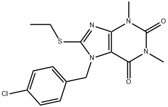 7-(4-chlorobenzyl)-8-(ethylsulfanyl)-1,3-dimethyl-3,7-dihydro-1H-purine-2,6-dione Struktur