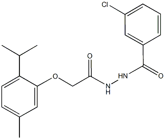 3-chloro-N'-[(2-isopropyl-5-methylphenoxy)acetyl]benzohydrazide Struktur