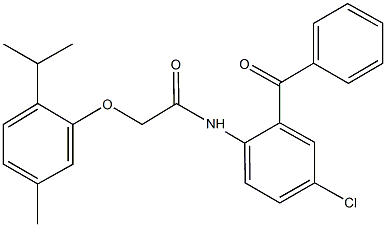 N-(2-benzoyl-4-chlorophenyl)-2-(2-isopropyl-5-methylphenoxy)acetamide Struktur