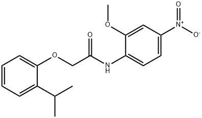 N-{4-nitro-2-methoxyphenyl}-2-(2-isopropylphenoxy)acetamide Struktur