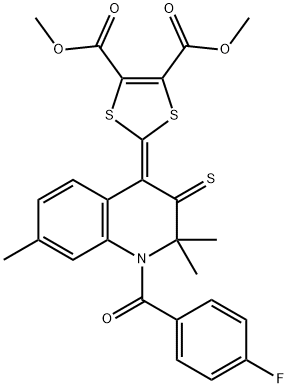 dimethyl 2-(1-(4-fluorobenzoyl)-2,2,7-trimethyl-3-thioxo-2,3-dihydro-4(1H)-quinolinylidene)-1,3-dithiole-4,5-dicarboxylate Struktur