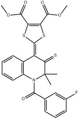 dimethyl 2-(1-(3-fluorobenzoyl)-2,2-dimethyl-3-thioxo-2,3-dihydro-4(1H)-quinolinylidene)-1,3-dithiole-4,5-dicarboxylate Struktur