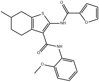 N-{3-[(2-methoxyanilino)carbonyl]-6-methyl-4,5,6,7-tetrahydro-1-benzothien-2-yl}-2-furamide Struktur