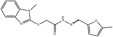 2-[(1-methyl-1H-benzimidazol-2-yl)sulfanyl]-N'-[(5-methyl-2-furyl)methylene]acetohydrazide Struktur