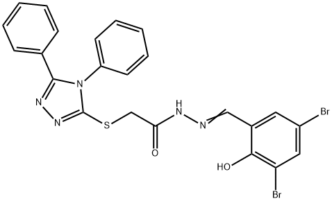 N'-(3,5-dibromo-2-hydroxybenzylidene)-2-[(4,5-diphenyl-4H-1,2,4-triazol-3-yl)sulfanyl]acetohydrazide Struktur