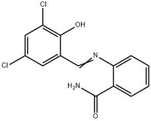 2-[(3,5-dichloro-2-hydroxybenzylidene)amino]benzamide Struktur