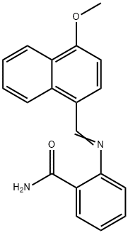 2-{[(4-methoxy-1-naphthyl)methylene]amino}benzamide Struktur