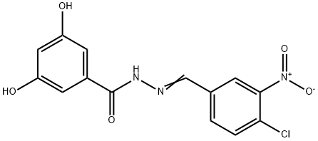 N'-{4-chloro-3-nitrobenzylidene}-3,5-dihydroxybenzohydrazide Struktur