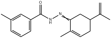 N'-(5-isopropenyl-2-methyl-2-cyclohexen-1-ylidene)-3-methylbenzohydrazide Struktur