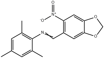 2,4,6-trimethyl-N-[(6-nitro-1,3-benzodioxol-5-yl)methylene]aniline Struktur